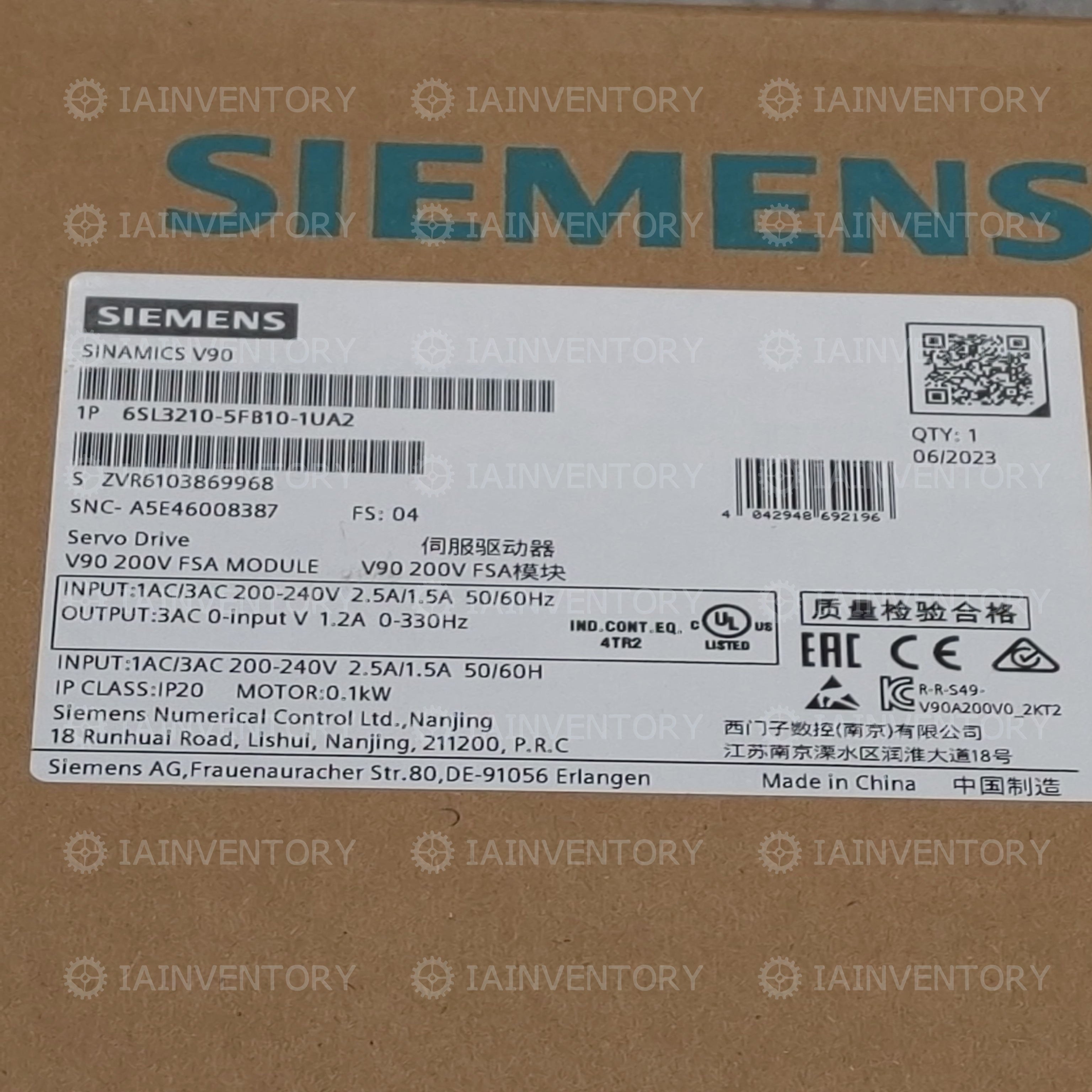 Siemens 6SL3210-5FB10-1UA2
