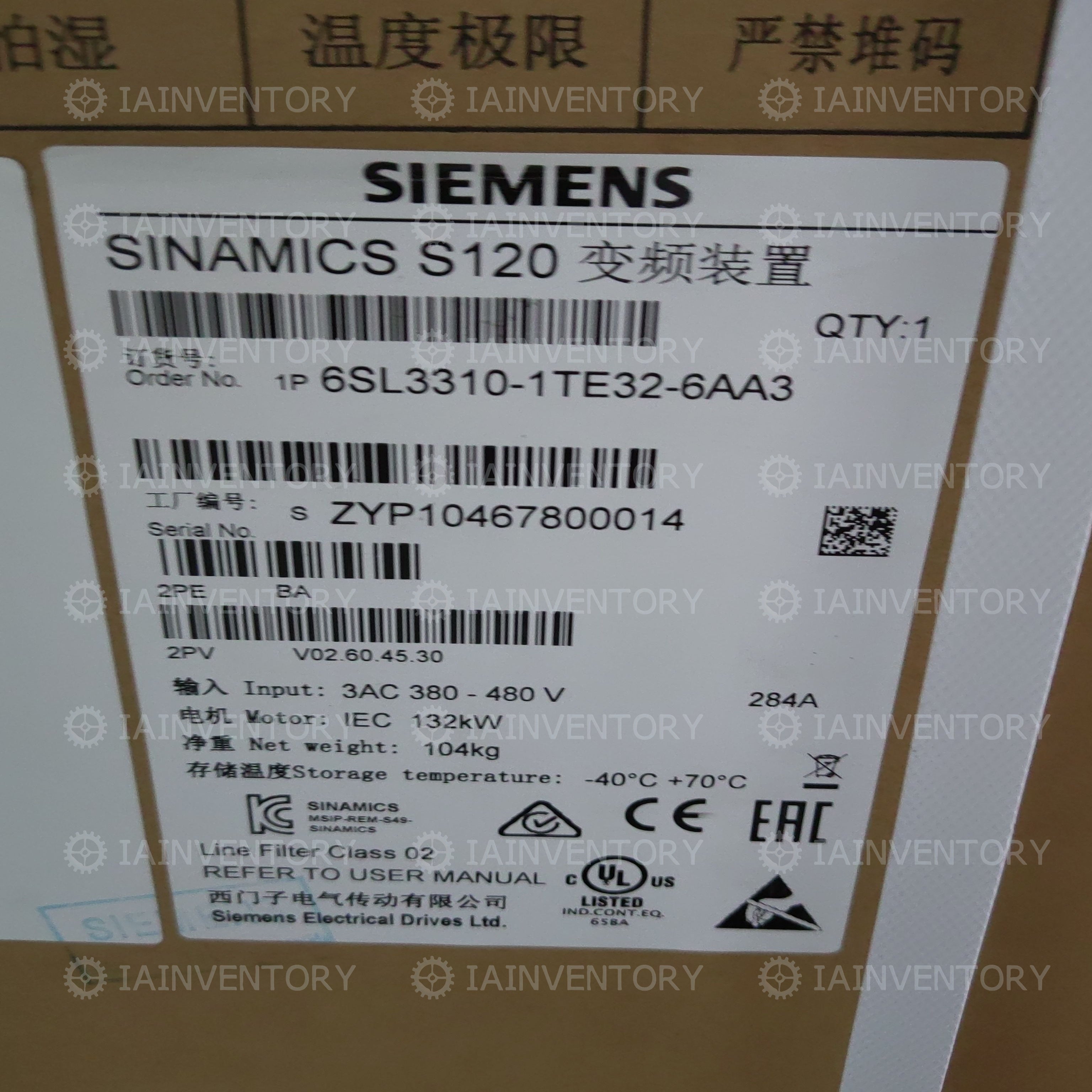 Siemens 6SL3310-1TE32-6AA3