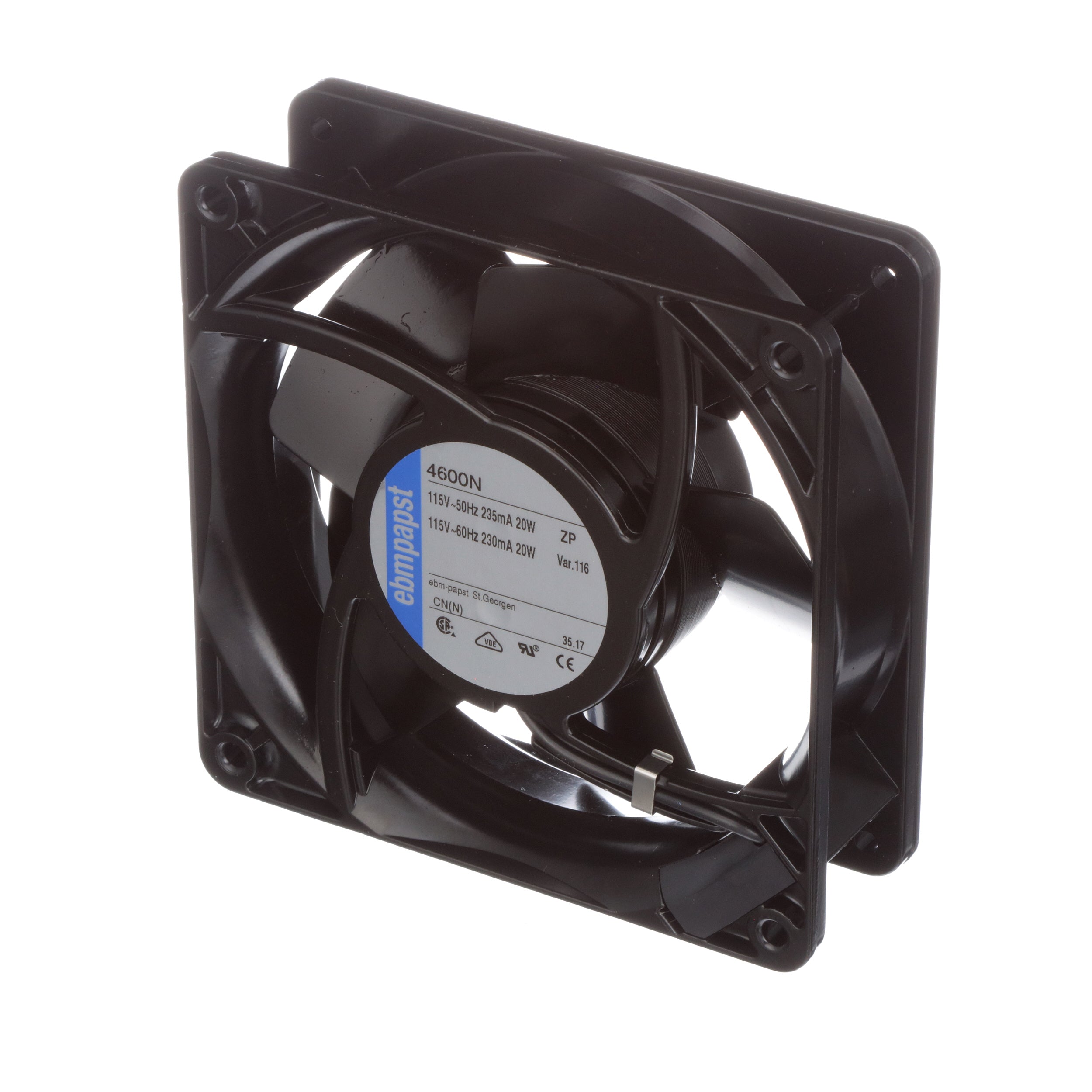 ebm-papst 4600N AC Fan, 115V, 120x120x38mm, 105.9CFM, 18W, 50dBA, 3100RPM - aloinfousa.com