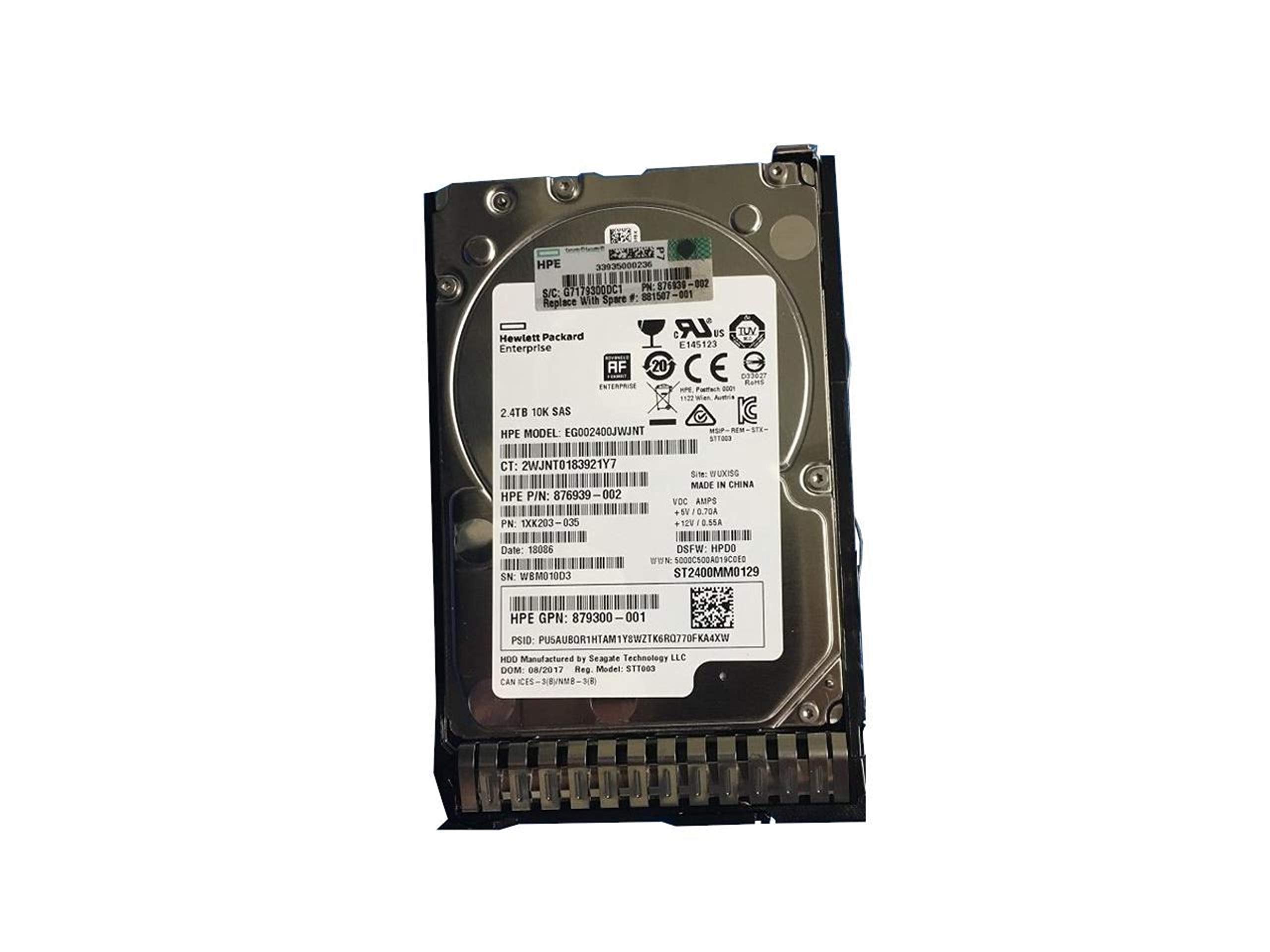 HPE 881457-B21 881507-001 2.4TB 10000RPM 2.5inch SFF 512e Digitally Signed Firmware SAS-12Gbps Smart Carrier Enterprise Hard Drive - aloinfousa.com