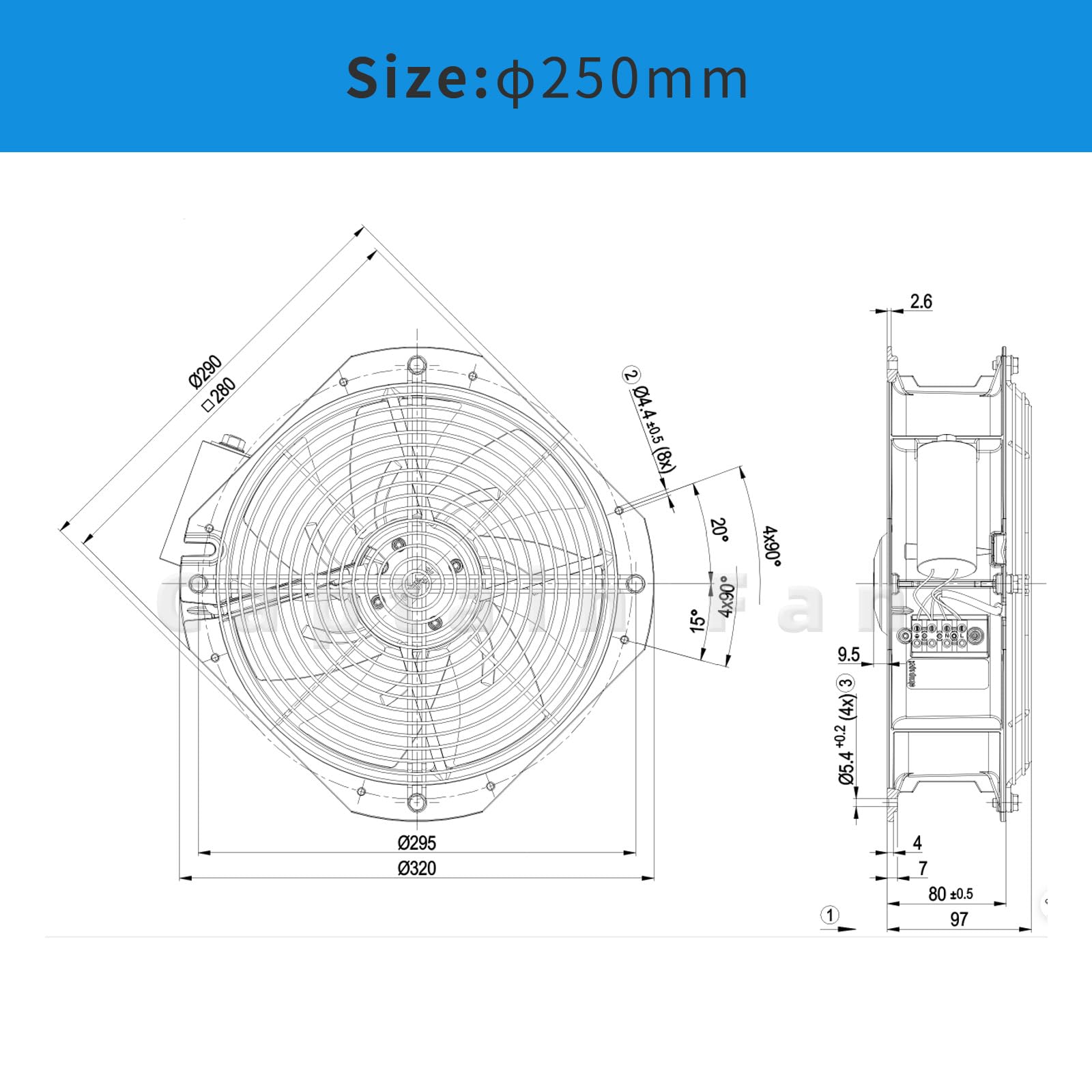 W2E250-HJ40-07 Ebm Papst Fan 115VAC 1.45/2.03A Axial Cooling Fan Cabinet