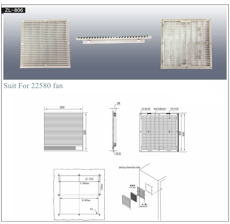 PC Dust Filter Exhaust Fan Air Filter IP44 (Fan Not Included)