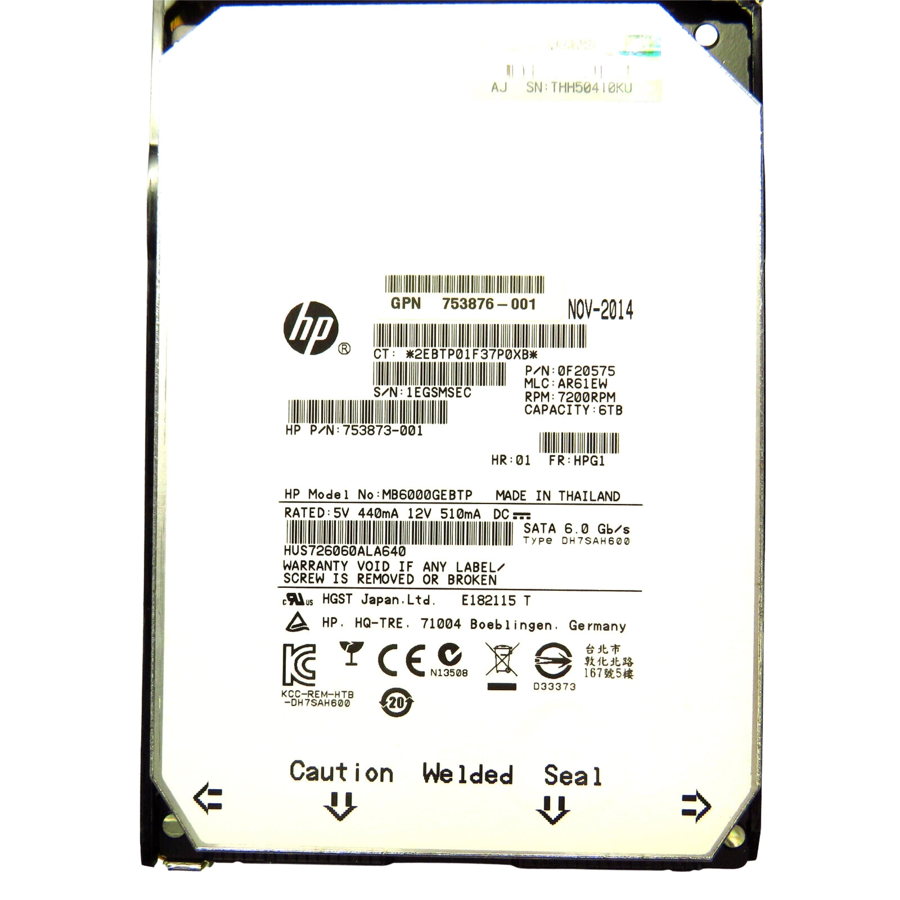 HP 761496-001 3.5" 6TB 7200RPM SATA III Hard Disk Drive (HDD), Silver (Refurbished)