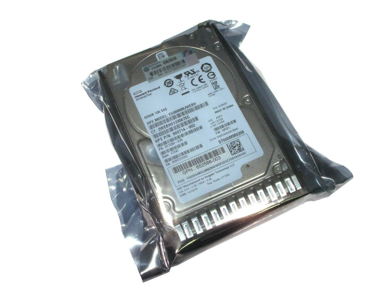 Another angle of the 781577-001 wrapped in anti-static shielding and sealed with a HPE Warranty sticker.