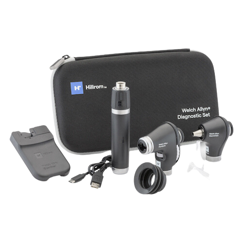Welch Allyn 3.5V Diagnostic Set with PanOptic Plus LED Ophthalmoscope, MacroView Plus LED Otoscope for iExaminer, one Premium Lithium Ion Plus USB Rechargeable Power Handle, and Hard Case, 71-PM3LXE-US