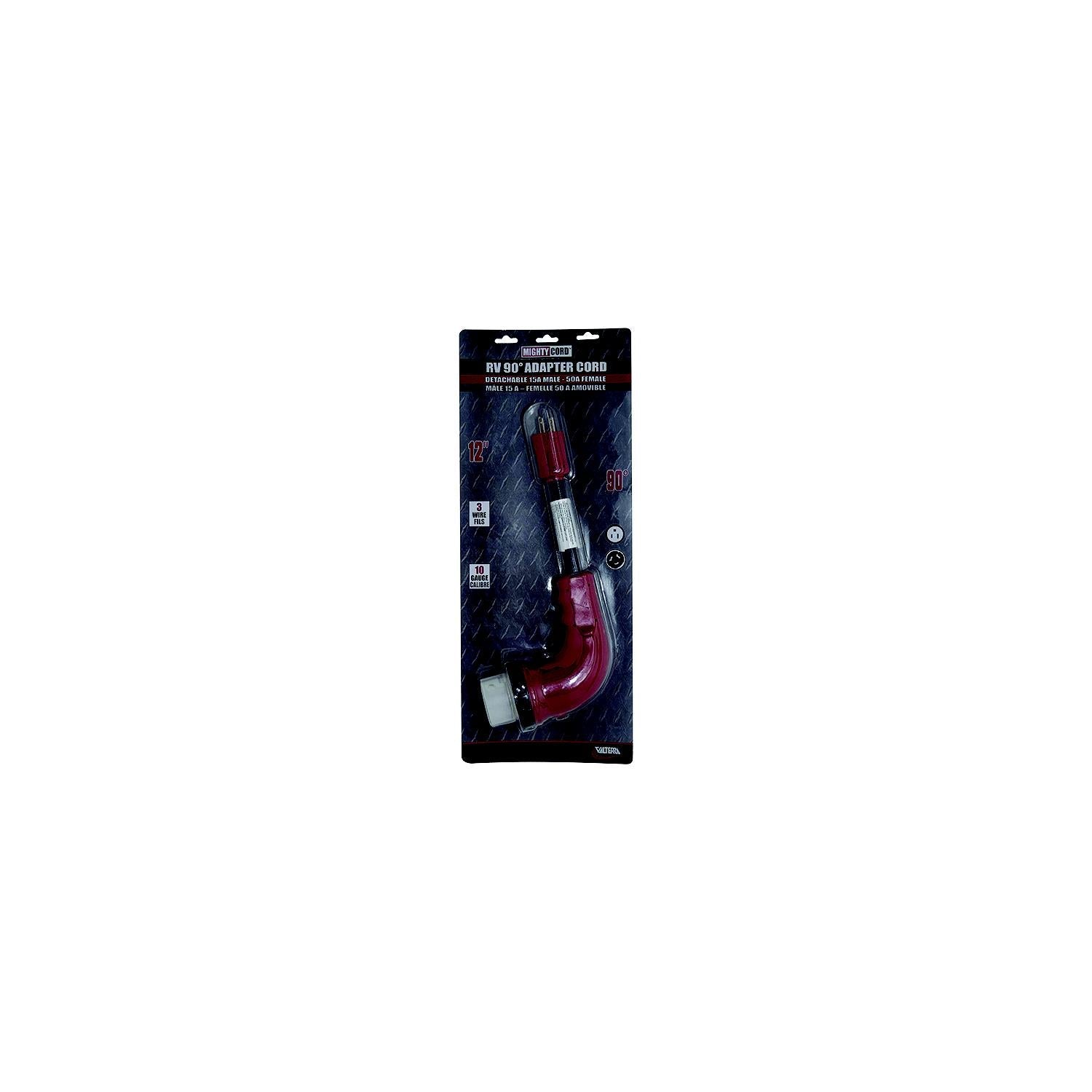 Valterra A10-1550D90VP Mighty Cord 90° Adapter Cord, 15AM-50AF, Carded