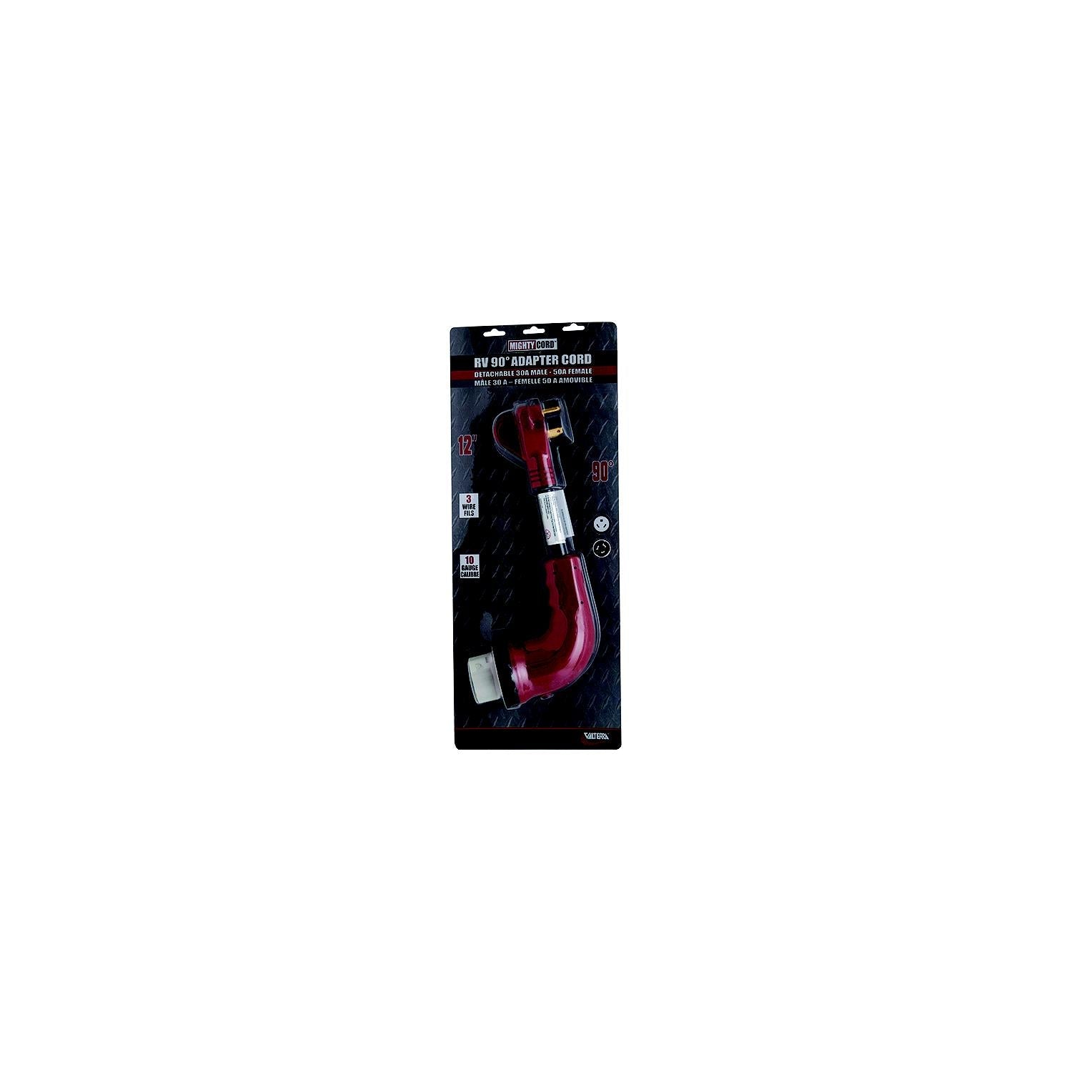 Valterra A10-3050D90VP Mighty Cord 90° Adapter Cord, 30AM-50AF, Carded