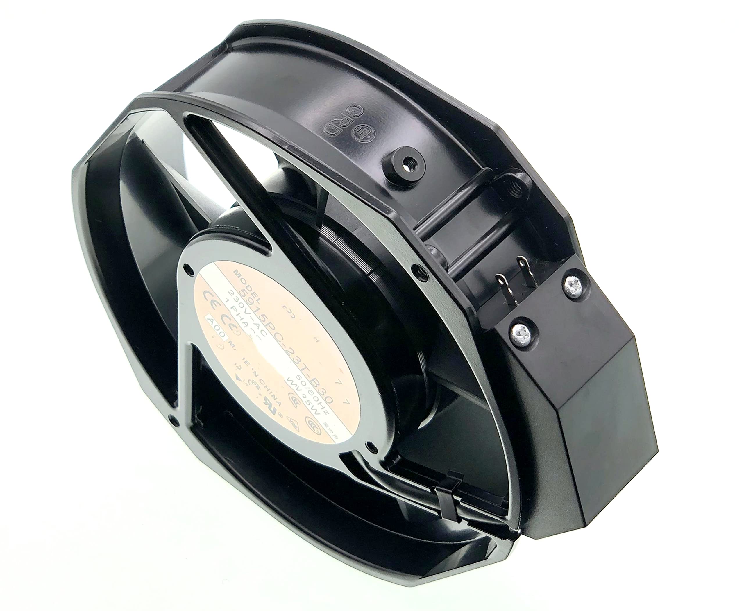 Minebea Aluminum Frame Cooling Fan for NMB 5915PC-23T-B30 A00,56 DBA,190 MA, Ball Bearing, 230~AC 50/60Hz 35W, Fan Frame Size: 172x150x38mm,2-pin.