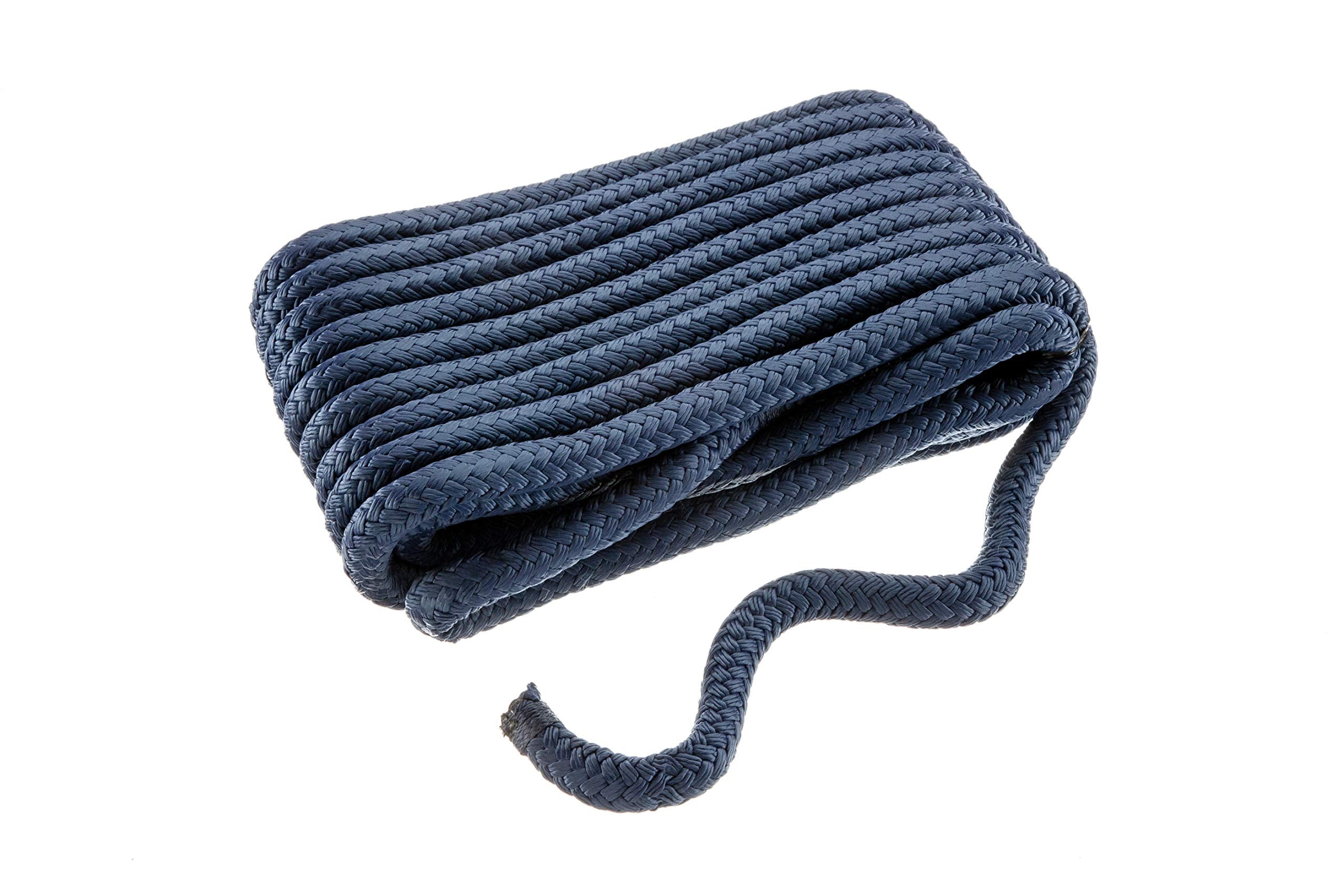 Seachoice Double-Braid Nylon Dock Line w/ Eye Splice, Pre-Shrunk, Heat Stabilized, 5/8 In. X 35 Ft., Navy Blue