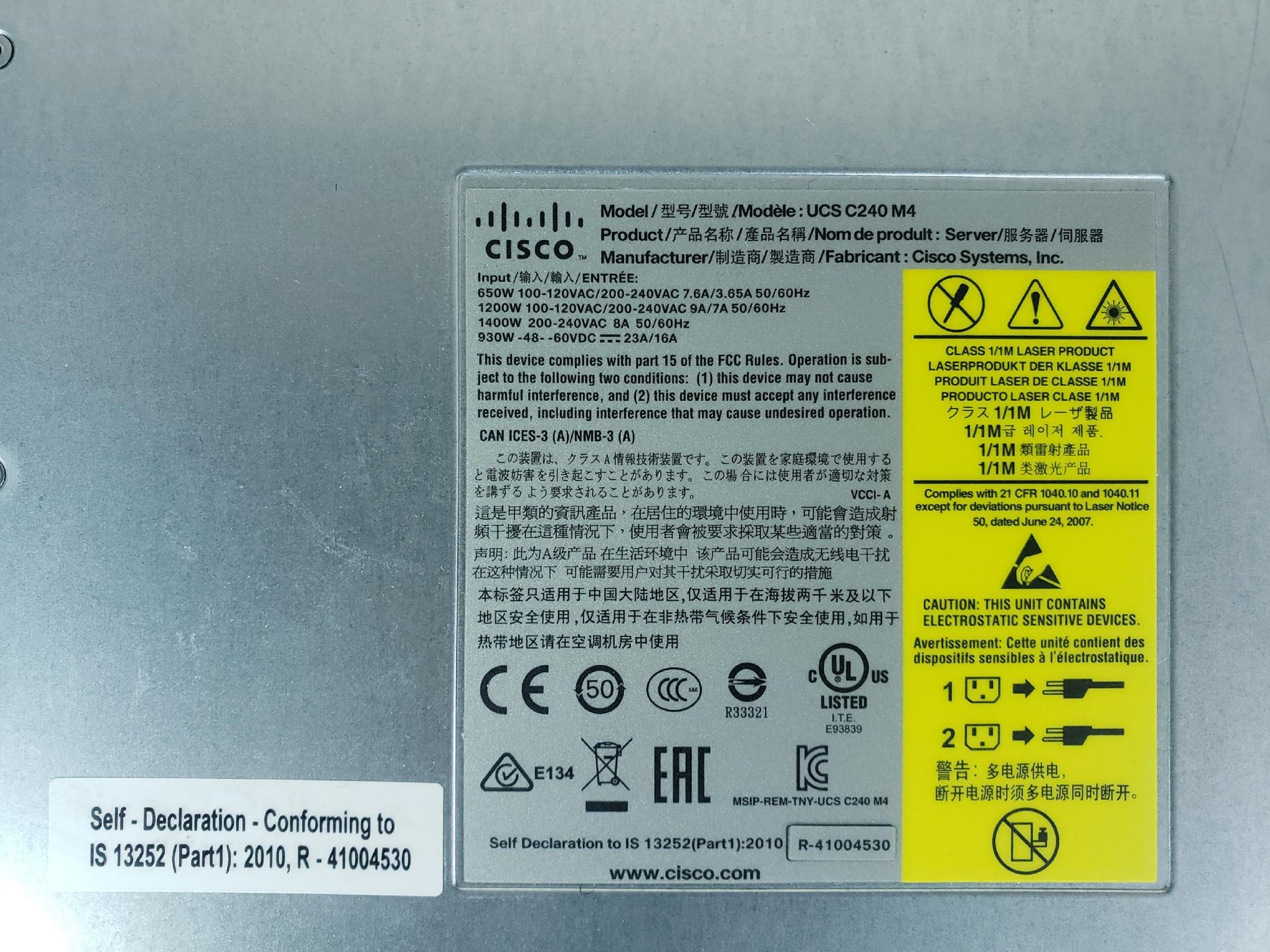 Cisco UCSC-C240-M4S2 2U 16x 2.5” Server 2x 14Core E5-2697v3 2.6GHz CPU 512GB RAM