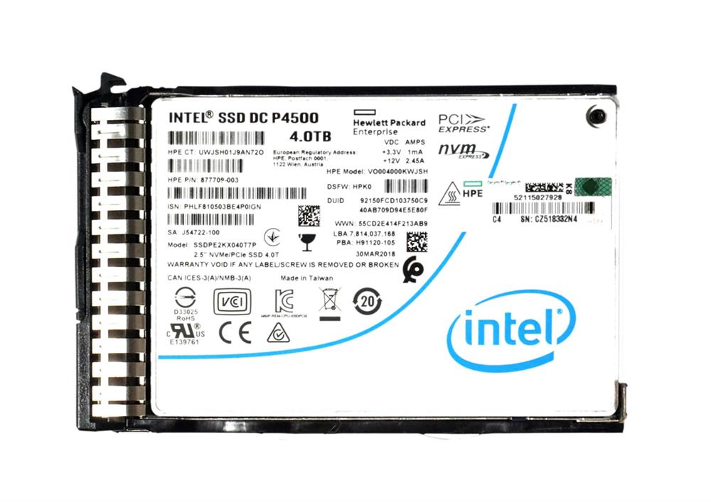877709-003 HPE 4TB PCI NVM Express 2.5-inch Mainstream Performance Read Intensive DS Solid State Drive