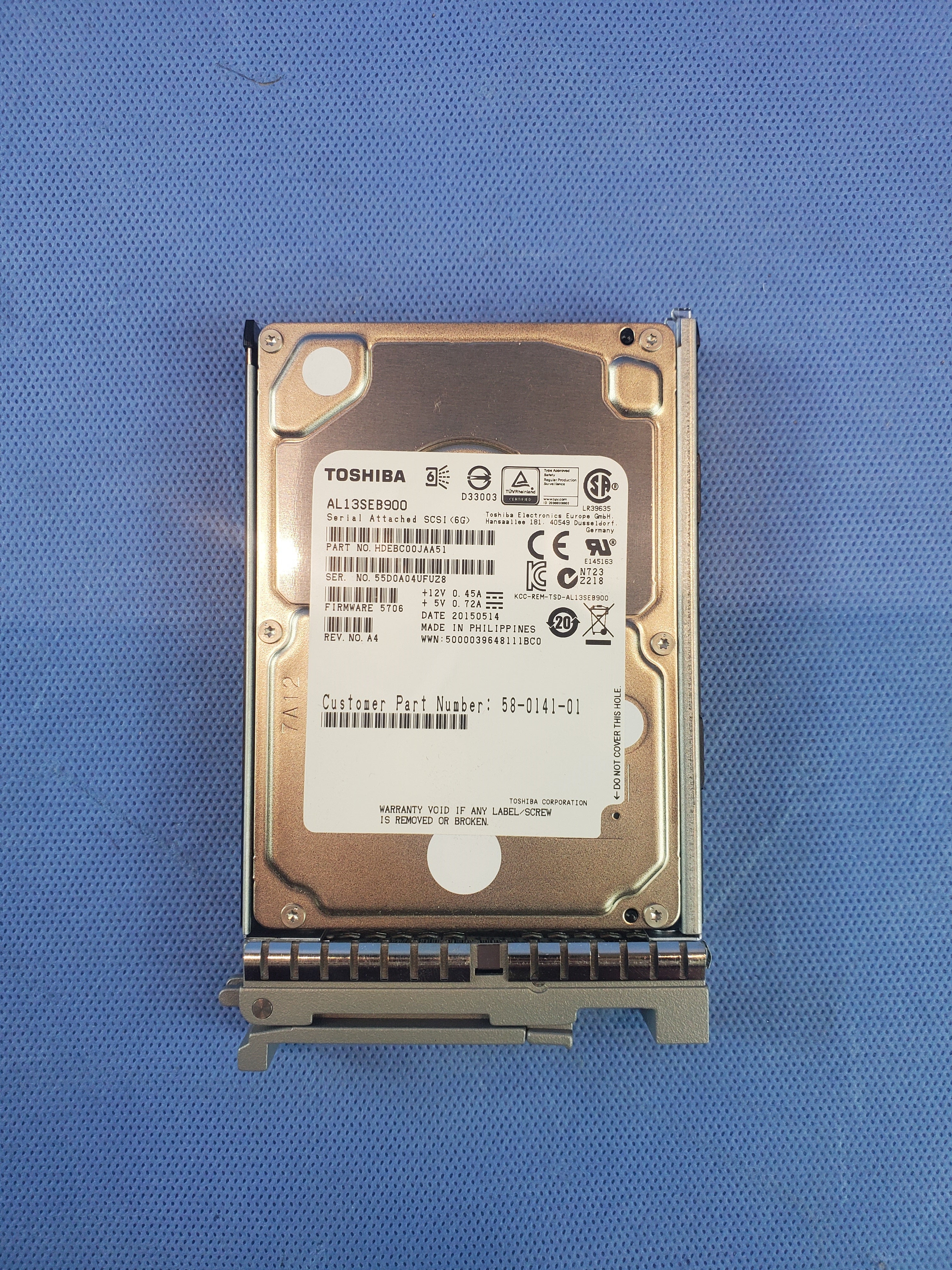 Cisco UCS-HDD900GI2F106 900GB 10k 2.5” SAS Hard Drive with Tray 58-0141-01