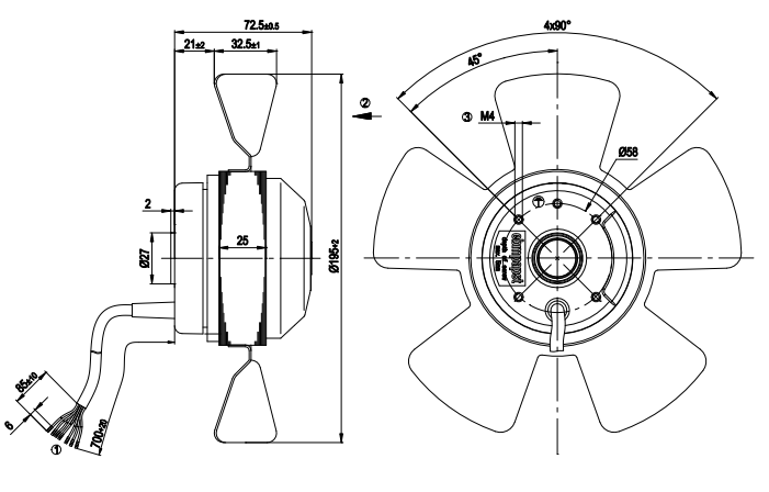 A2D200-AA02-33 ebm papst AC Axial Fan 230VAC 50Hz 53W 0.26A 2800rpm