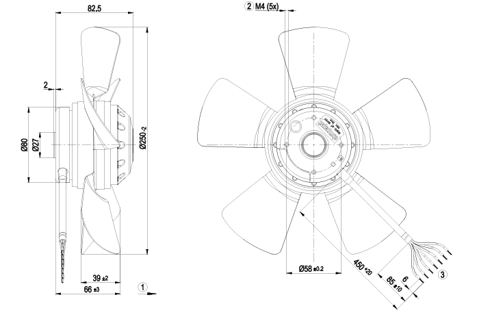 A2D250-AA02-02 EBM-PAPST AC AXIAL FAN