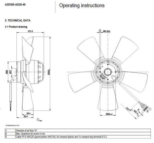EBMPAPST A2D300-AD20-49 Dual Voltage Axial Fan | 230/400V High-Speed Cooling