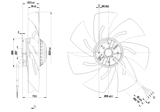 A2E250-AL06-11 ebm-papst AC AXIAL FAN