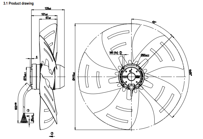 Ebm-papst A4D420-AP02-01 230V 0.44A 420MM AC AXIAL FAN