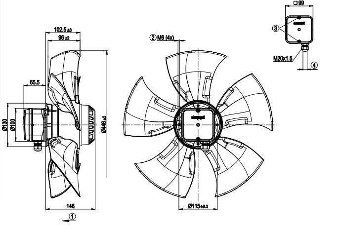 A4E450-AO09-01 ebm-papst FAN AXIAL
