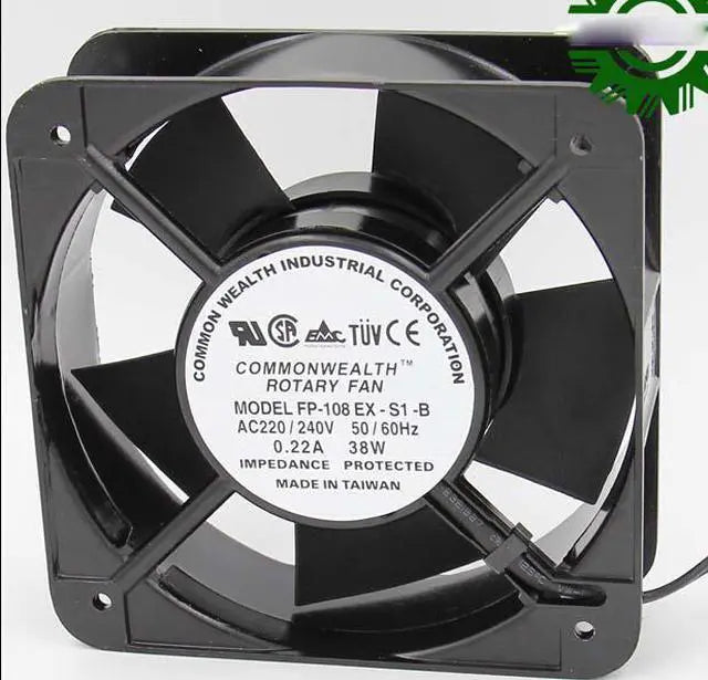 Main image of Square ROTARY FP-108EX-S1-B AC Axial Fan with Ball Bearing AC 220/240V 50/60Hz 0.22A 38W 2 Wires aluminium alloy Frame