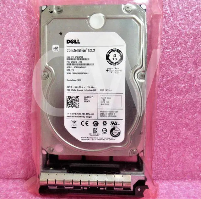 529FG ST4000NM0023 Dell 4TB 7200RPM 6Gbps 3.5" SAS SERVER HDD Hard Drive W/Caddy