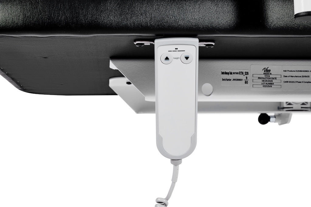 XRO Power Hi-Lo Exam Table, Open Base w/ Flat Top, Casters, Handrail & Antimicrobial Upholstery, ADA Compliant