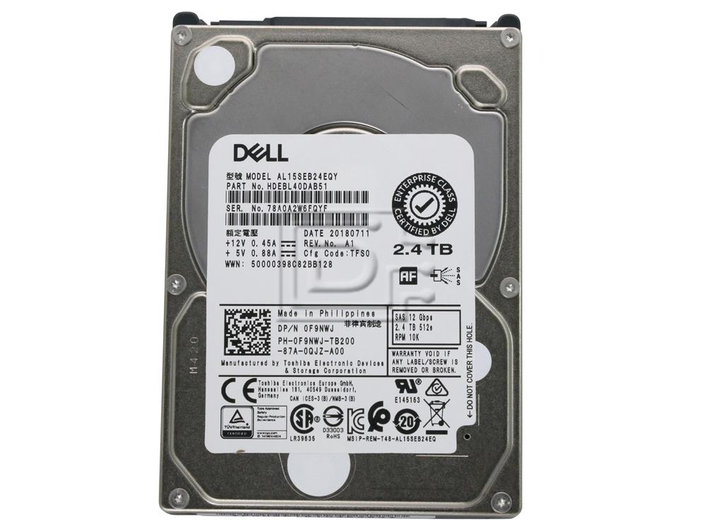 Dell F9NWJ / Toshiba AL15SEB24EQY 2.4TB 2.5in SFF 12Gbps 10K SAS Hard Drive ME4