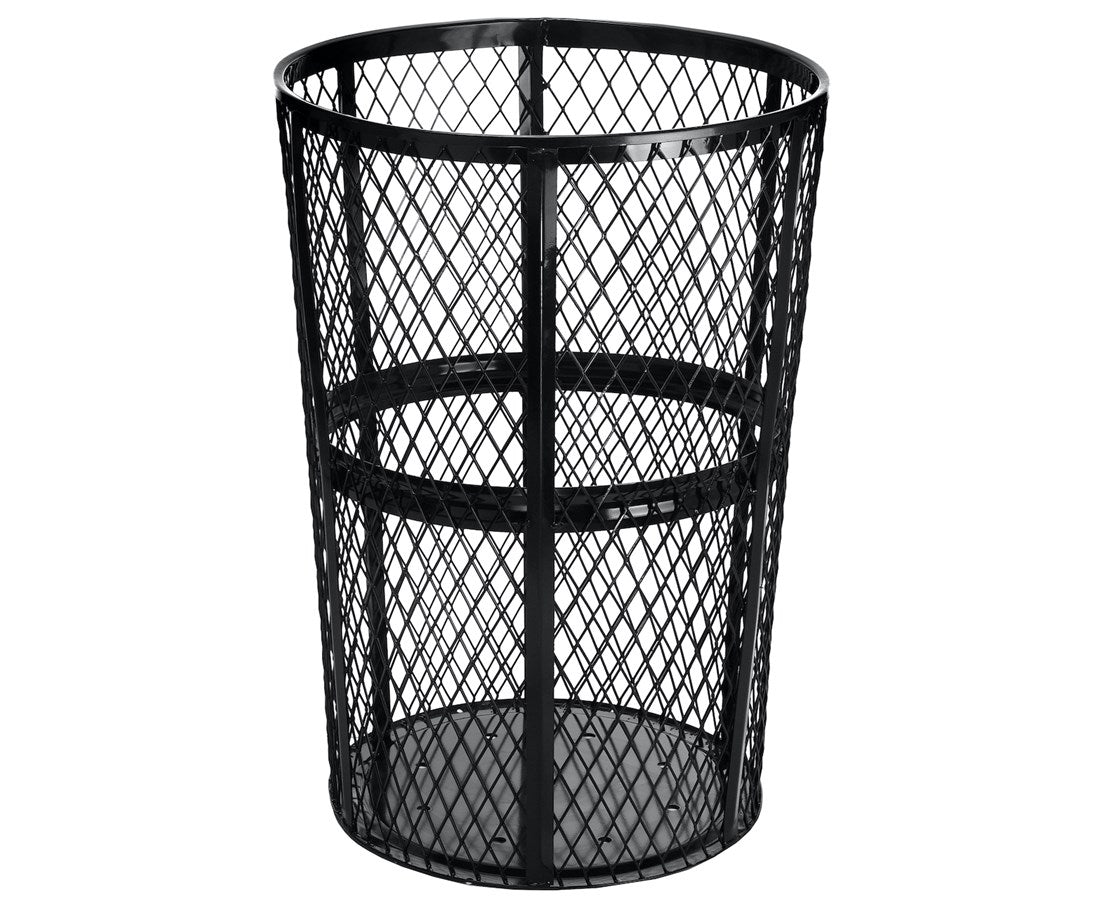 48-Gallon Outdoor Metal Mesh Waste Receptacle. Black