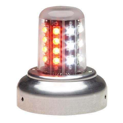 Whelen LED Rd/Wt Beacon, 28V (3.75""Adapt, MSConn, Lower 01-0790520-17