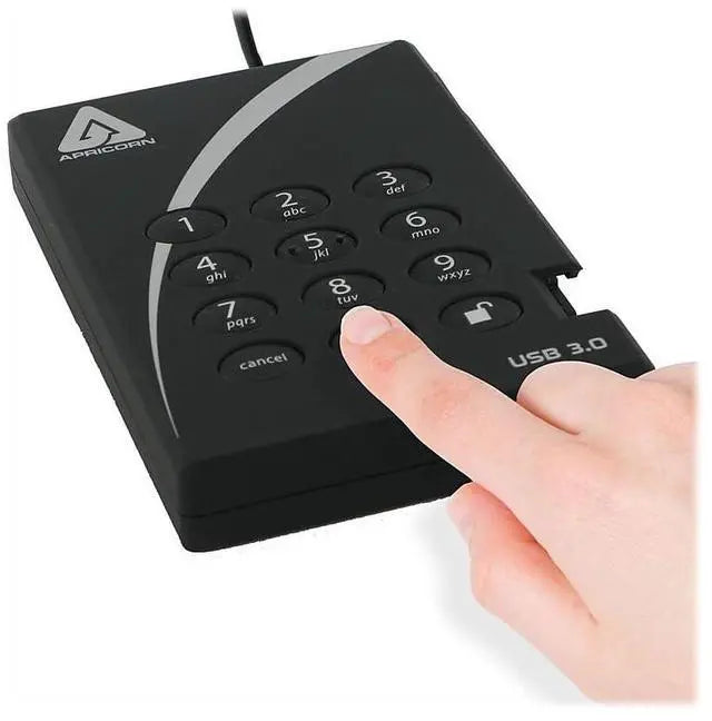 Alt view image 2 of 5 - Apricorn 2TB Aegis Padlock USB 3.0 256-Bit AES XTS Hardware Encrypted Portable External Hard Drive (A25-3PL256-2000)