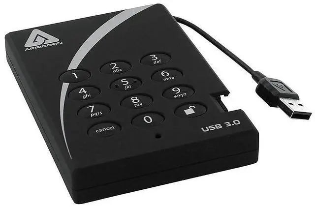 Alt view image 5 of 5 - Apricorn 2TB Aegis Padlock USB 3.0 256-Bit AES XTS Hardware Encrypted Portable External Hard Drive (A25-3PL256-2000)