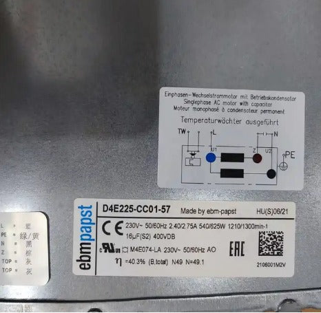 D4E225-CC01-57 Ebmpapst Centrifugal Cooling Fan