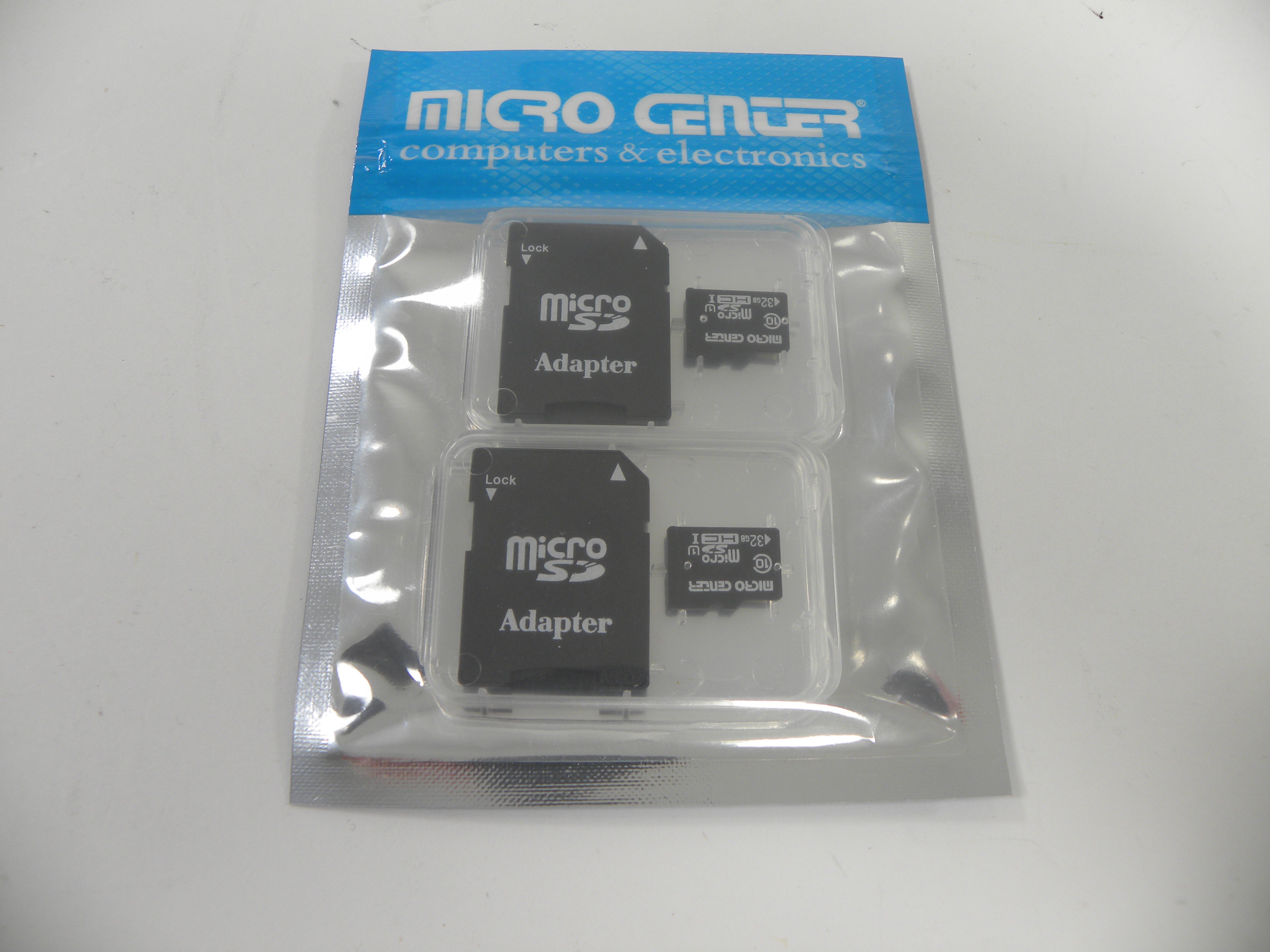 Micro Center 32GB Micro SD HC Memory Card with Adapter 2pk