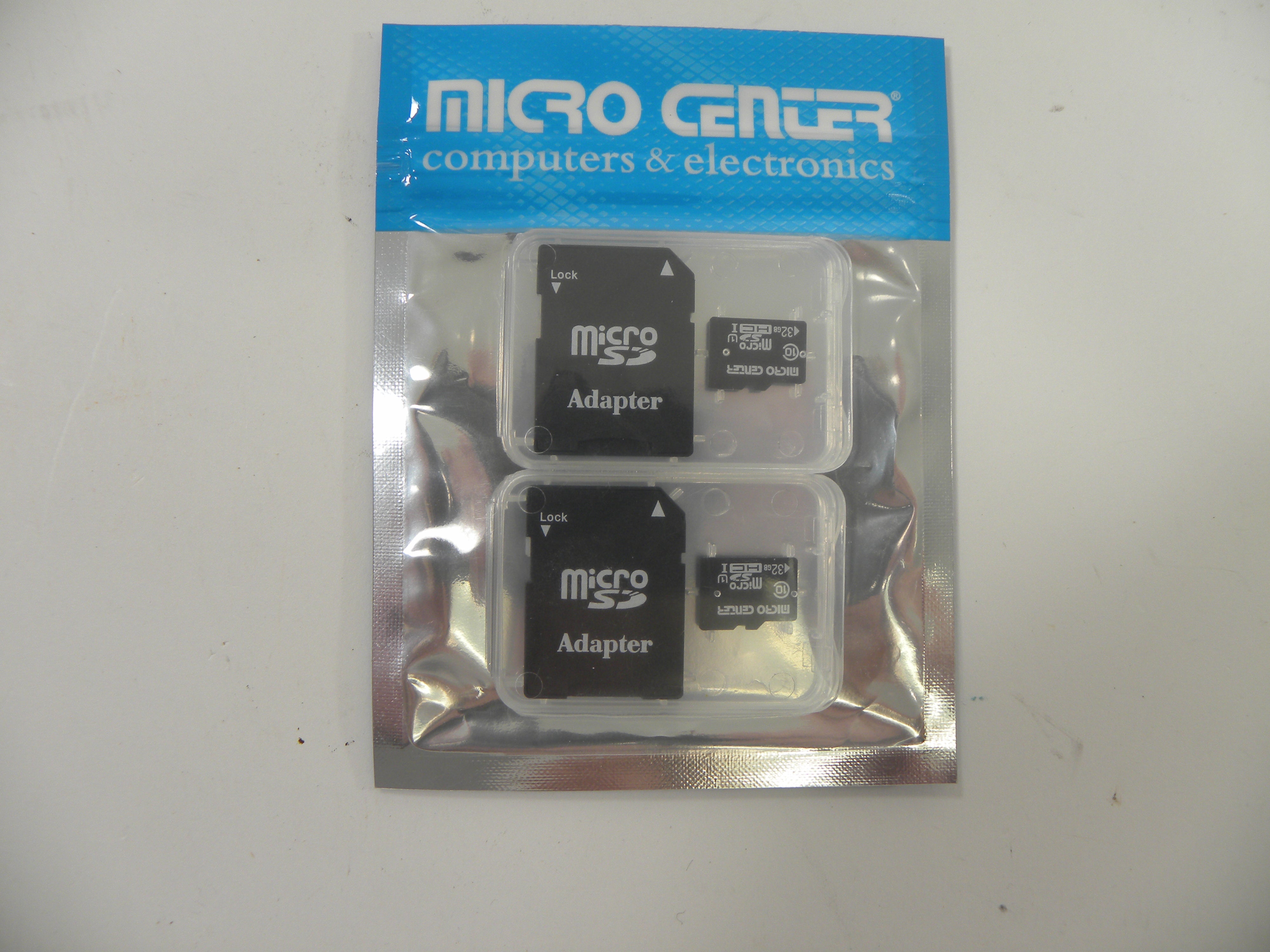Micro Center 32GB Micro SD HC Memory Card with Adapter 2pk