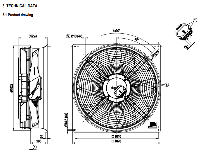 Ebmpapst W3G910-LU25-03/F01 Fan 380~480V 2500 W 3.9 A 980rpm
