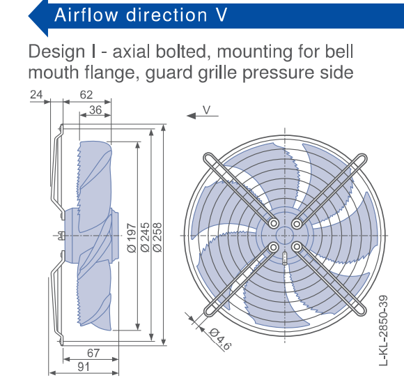 FN020-2EI.W6.V7 ZIEHL-ABEGG Axial Fan 0.075kW 230V 0.37A
