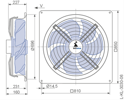 FN071-6IQ.BD.V7P3 ZIEHL-ABEGG Axial Fan 230V 1.4A 0.28 kW