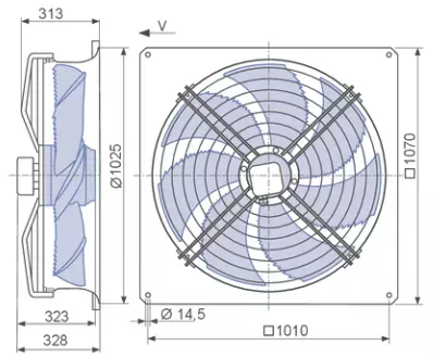FN091-SDQ.7M.A5P1 ZIEHL-ABEGG Axial Fan 1.95/1.3kW 4.4/2.3A 880/720 rpm