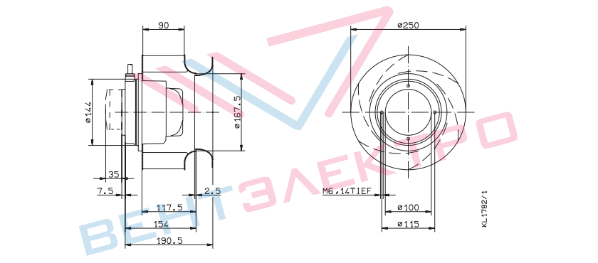 RH25M-2DK.3B.1R ZIEHL-ABEGG centrifugal fan 3-230/400v 50HZ 2730RPM
