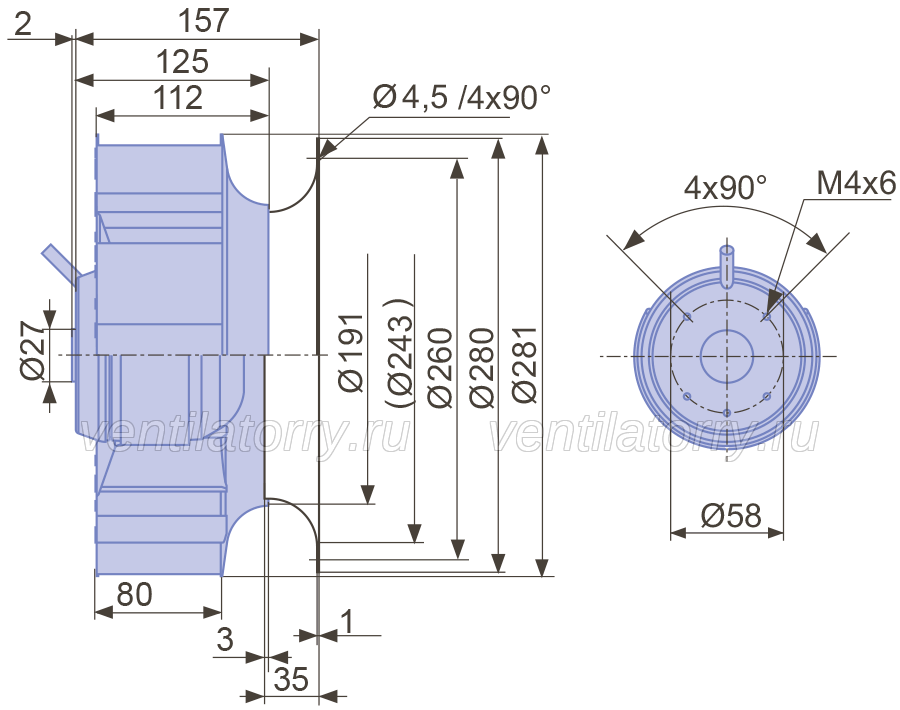 Brand new RH28L-4EP.WC.2R ZIEHL-ABEGG centrifugal fan 1-230V 50HZ