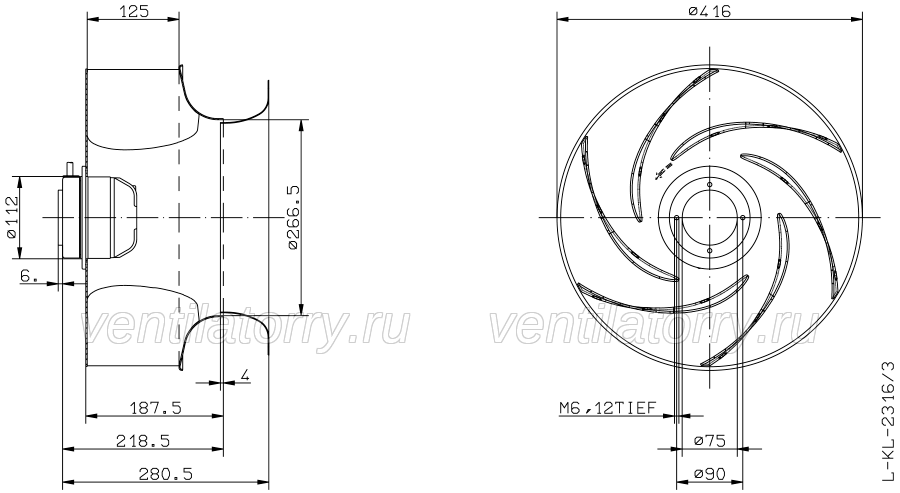 Brand new RH40G-6DK.2C.1R ZIEHL-ABEGG centrifugal fan 3-400V 50HZ