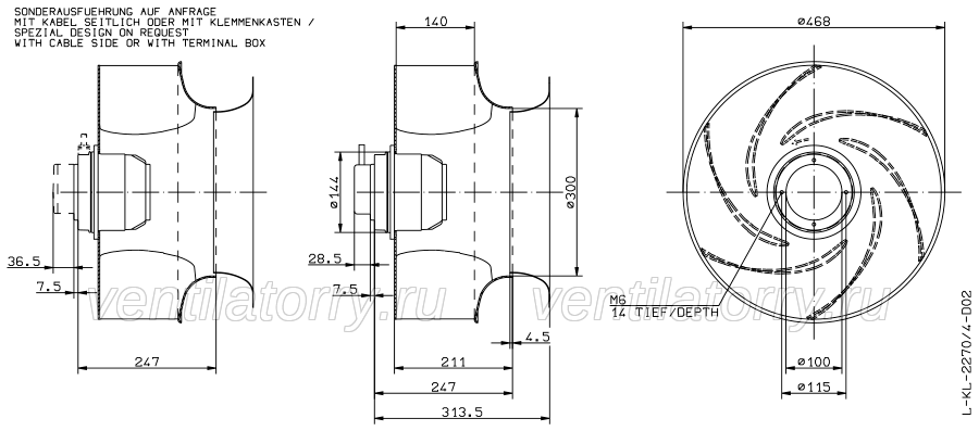 Brand new RH45G-4DK.4I.1R ZIEHL-ABEGG centrifugal fan 3-400V 50HZ