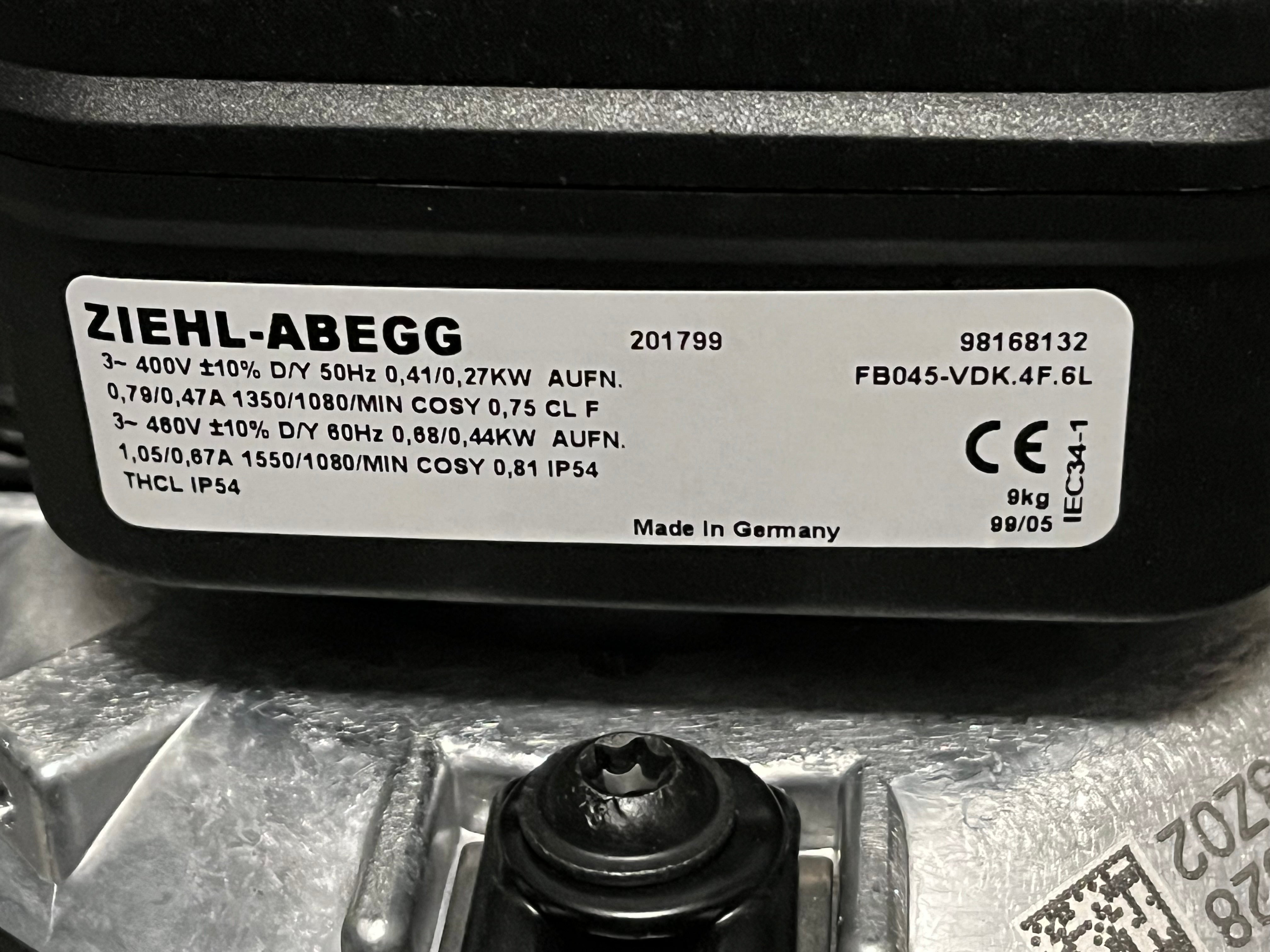 FB045-VDK.4F.6L ZIEHL-ABEGG Axial Fan