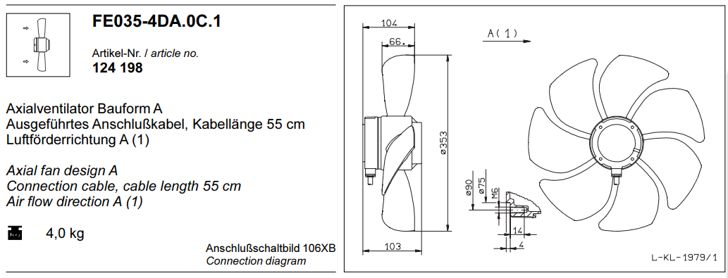 FE035-4DA.0C.1 124198 ZIEHL-ABEGG Axial Fan