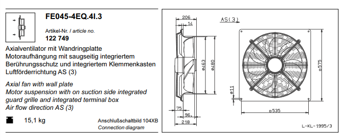 FE045-4EQ.4I.3 ZIEHL-ABEGG Axial Fan