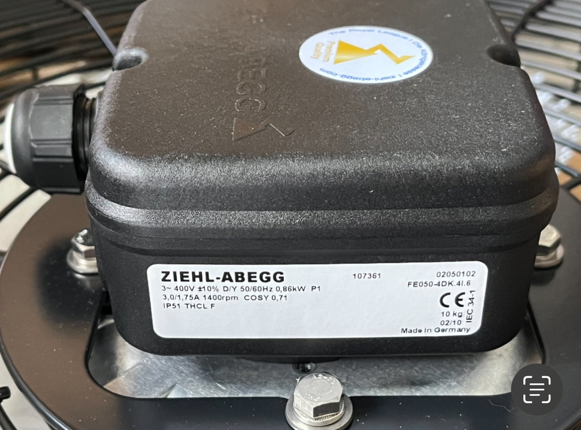 FE050-4DK.4I.6 ZIEHL-ABEGG Axial Fan 3~400V 0.86KW High-Performance Industrial Ventilation