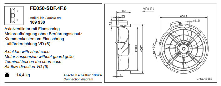 FE050-SDF.4F.6 ZIEHL-ABEGG Axial Fan