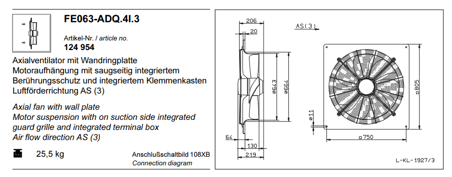 FE063-ADQ.4I.3 ZIEHL-ABEGG Axial Fan