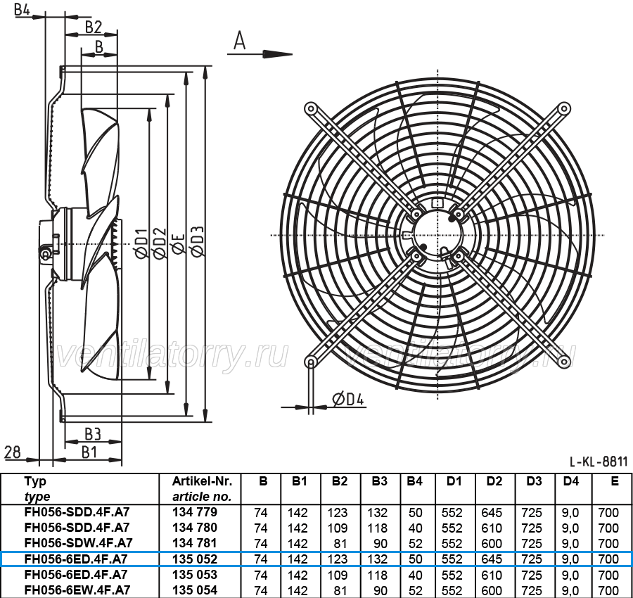 FH056-6ED.4F.A7 ZIEHL-ABEGG Axial Fan