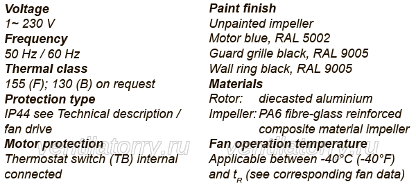 FN031-4ED.WD.A7 ZIEHL-ABEGG Axial Fan 0.12kW 230/V 0.54A 1330rpm