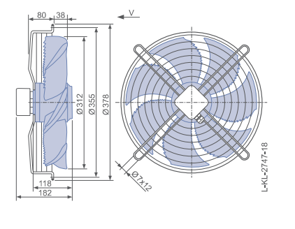 FN031-4EK.0F.V7P2 ZIEHL-ABEGG Axial Fan 0.12kW 230/V 0.62A 1440rpm